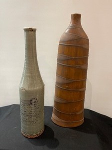 Lot of 2 Large Ceramic Bottle Vases