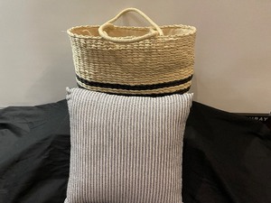 Lot of 2 Large Woven Beach Bag and Pillow