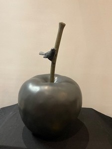 Ceramic Apple with Bird on Stem