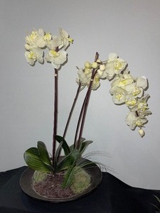 Bowl Vase with Faux Flowers