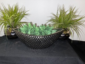 Lot of 3 Metal Vases with Faux Plants