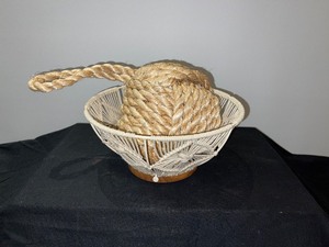 Lot of two, Weaved Basket and Rope Ball