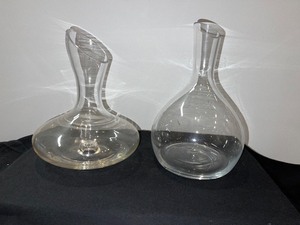 Set of 2 Wide Based Wine Decanters
