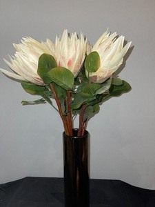 Black Cylindrical Vase with Faux Flower Arrangement