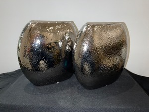 Set of Metallic Silver Sheen Vases