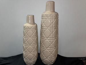 Set of 2 Large Glazed Bottle Vases