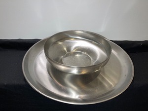 Lot of 2  Polished Metal Bowl and Tray