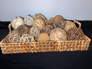 Weaved Basket With Numerous Decorative Balls