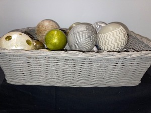 Weaved Basket of Misc GLASS Balls