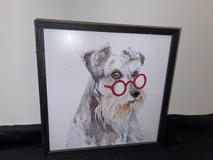 Framed Dog Art W Glasses