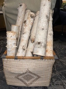 Very Large and Heavy Basket With Birch Logs