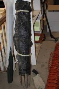 lot 784 image: Lot of (1 Roll) 52 Wood Post  Tarp Fencing