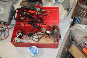 lot 806 image: Lot of (3) Soldering Irons w Case and Accessories and Glue Gun