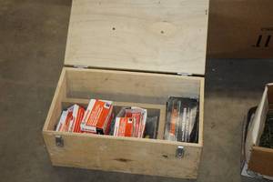 lot 826 image: Assorted Ramset Fasteners with Wood Case with Lid