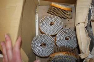 lot 849 image: Lot of (5 Rolls) 15-degree Plastic Sheet Ring Shank Coil Siding Nails 2-12x.092