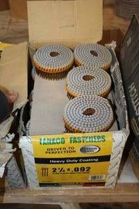 lot 850 image: Lot of (1 Box) Panaco Fasteners Titanium Series Heavy Duty Coating Coil Siding Nails 2-14x.092