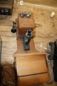 lot 897 image: Vintage Ericsson Telephone Co Wood Telephone with Keys