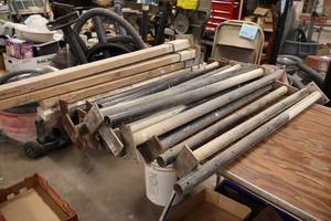 lot 1024 image: Lot of (23) Assorted WoodMetal Dividing Rail Posts - (4) Wooden Posts 44H, (19) Metal Posts 36H