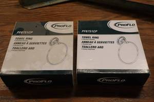 lot 1025 image: Lot of (2) ProFlo Polished Chrome Bathroom Towel Rings PF6751CP