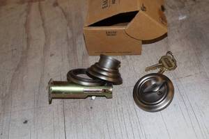lot 1082 image: Antique Nickel Dead Bolt Lock with Keys
