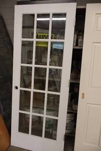 lot 1147 image: Glass Paned Door 31-34x80 with Wood Frame