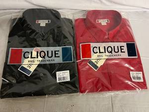 lot 53 image: 1 Black and 1 Red Dress Shirt - Size XL