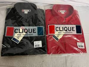 lot 57 image: 1 Black and 1 Red Dress Shirt - Size XL