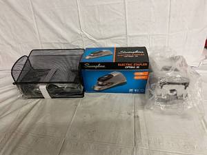 lot 130 image: Electric Stapler, Paper Holder, and Hand Soap Dispenser