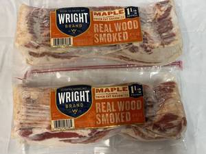 G. 2x 1.5lbs Thick Cut Real Wood Smoked Bacon