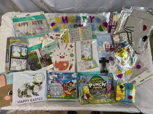 Easter-Balloons, Bunny Prints, Package of Stickers, Window Clings, Gift Bag, Egg Rings & Magic Art