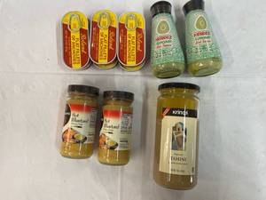 6 Flats Anchovies, 2 Jars Hot Mustard, 2 Jars Avocado Hot Sauce & 1 Jar Tahini
