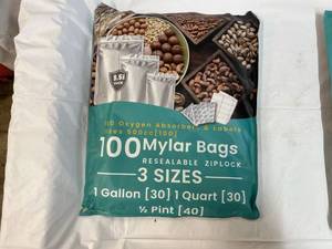 100 Mylar Bags(3 sizes), Oxygen Absorbers & Labels