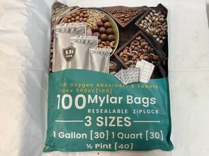 100 Mylar Bags(3 sizes), Oxygen Absorbers & Labels