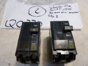 2 Schneider Electric 20 Amp Mini Breakers