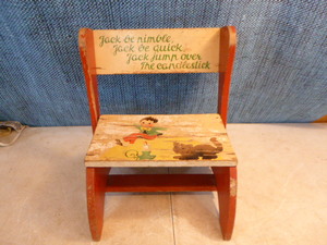 Vintage Childs Wooden ChairStep Stool