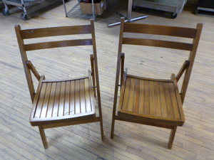 2 Wood Folding Chairs