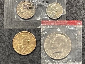 Kennedy Half, Sacagawea, Jefferson Nickel, Steel Cent