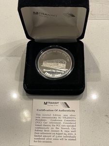 New Jersey Transit Presidents Car 1 Ounce .999 Fine Silver Coin Rare