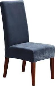 lot 4 image: Set of 2 Stretch Pique Short Dining Room Chair Slipcover - Sure Fit Navy