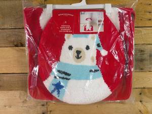 lot 20 image: Wondershop Polar Bear Contour Bath Rug & Standard Lid Cover Set
