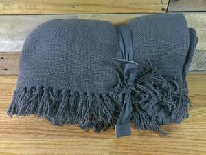 lot 34 image: Woven Textural Striped Bed Throw - Threshold-Dark Gray
