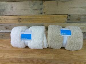 lot 76 image: Solid Boucle Faux Shearling Throw Blanket - Room Essentials-IvoryBeige