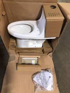 Glacier Bay McClure 1-piece 1.1 GPF1.6 GPF High Efficiency Dual Flush Elongated Toilet in White Slow-Close, Seat Included (3-pack) Customer Returns See Pictures