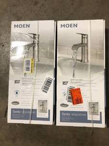 Lot of 2 MOEN Genta Single Handle Single Hole Bathroom Faucet in Brushed Nickel   Customer Returns See Pictures