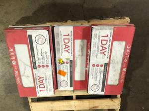 5 Boxes of Daltile QuicTile 12 in. x 24 in. Calacatta Marble Polished Porcelain Locking Floor Tile (11.52 sq. ft.case)  Customer Returns See Pictures