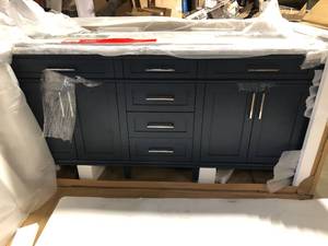 Home Decorators Collection Sonoma 72 in. Single Sink Freestanding Midnight Blue Bath Vanity with Carrara Marble Top  Customer Returns See Pictures