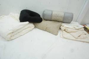 lot 31 image: Light Colored Linens, Pillows, Area Rug