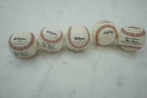 lot 36 image: 4 Wilson Baseballs & 1 Rawlings Baseball
