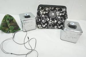 lot 48 image: Coffee, Tea Tins, 31 Bag, Tooks hat