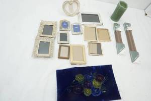 lot 52 image: Variety of Little Picture Frames, Green Battery Candle